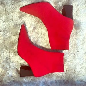 Red Zara Sock Booties - Above the Ankle